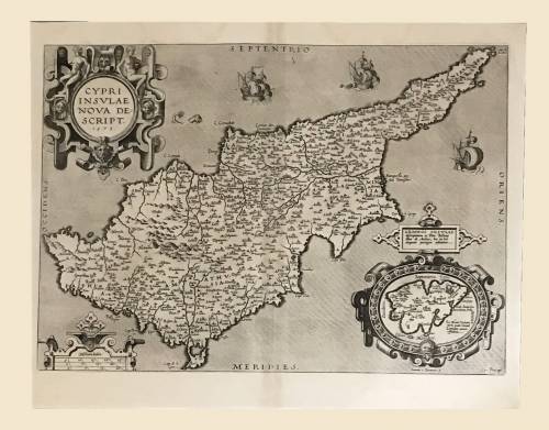       Old map of Cyprus by  Abraham Ortelius (1527-1598).  
